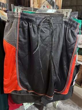 Nike Swim NESS9461 Gray and Orange Colorblock Board Shorts Men's XL